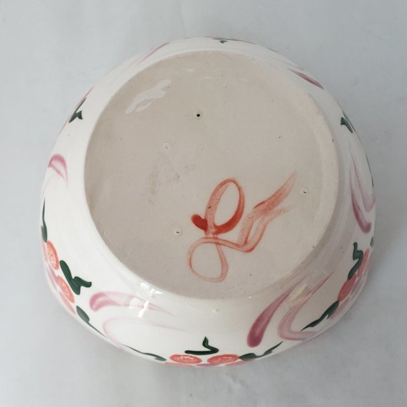 NOS Ceramic Heart Shaped Bowl "L" Signature Ivory with Pink Green Purple - Picture 10 of 13